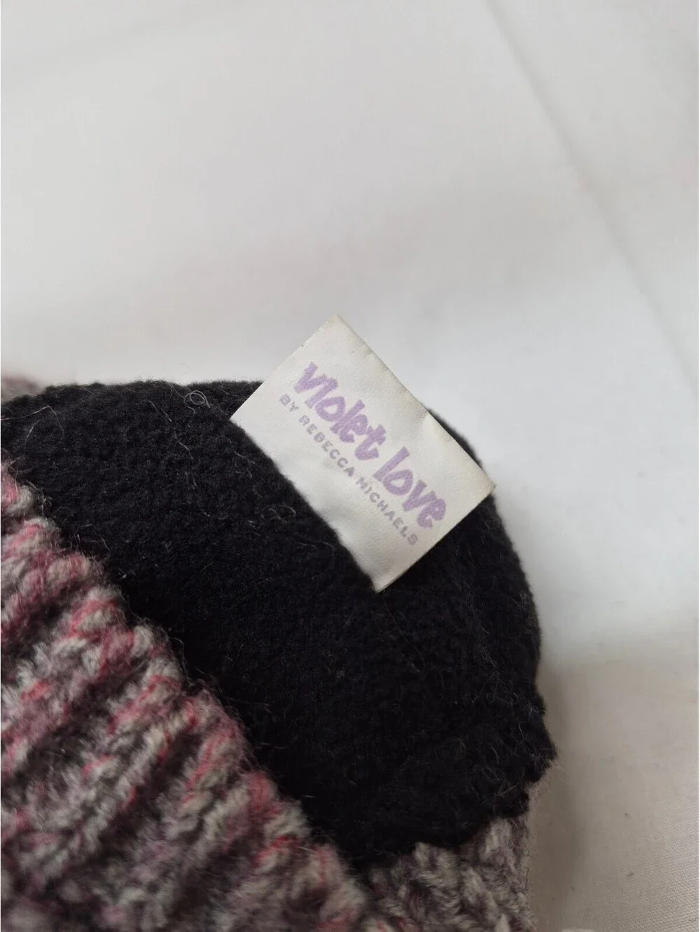 Violet Love by Rebecca Michaels Knit Beanie Hat w/ Faux Fur Pom-Pom B471